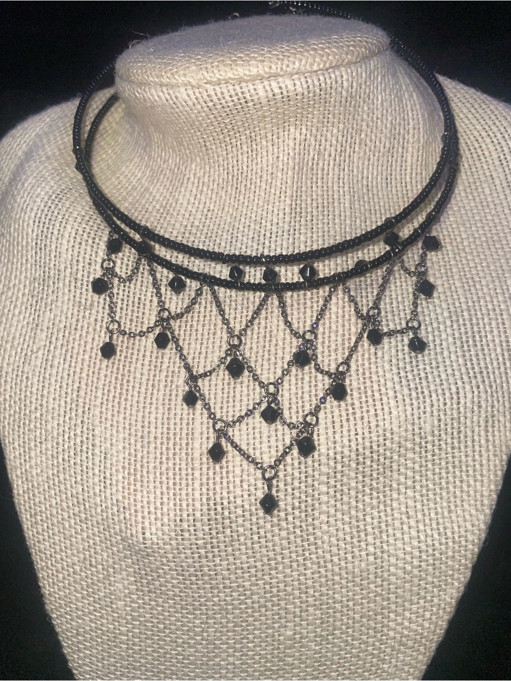 Black Layered Fringe Choker Necklace